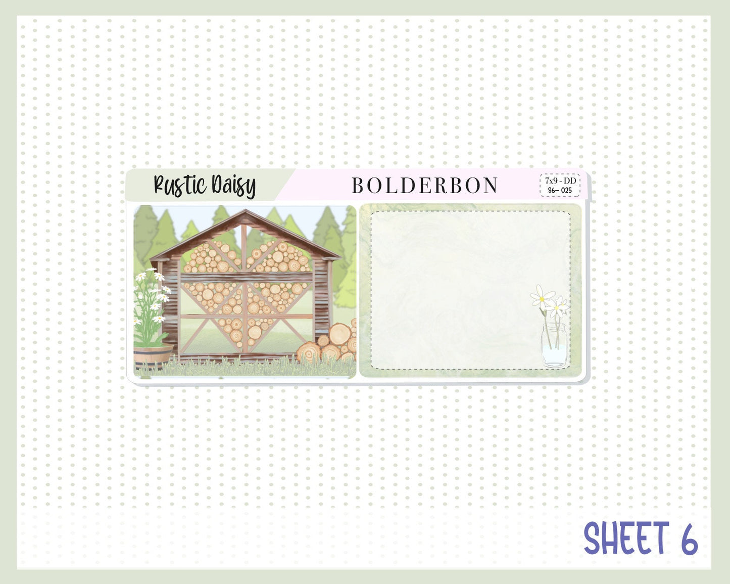 RUSTIC DAISY "7x9 Daily Duo" || Weekly Planner Sticker Kit for Erin Condren