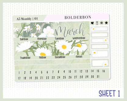 MARCH A5 MONTHLY KIT || Planner Sticker Kit