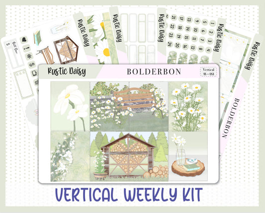 RUSTIC DAISY || 7x9 Vertical Planner Sticker Kit