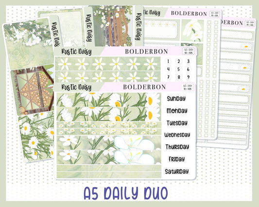 RUSTIC DAISY || A5 Daily Duo Planner Sticker Kit
