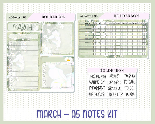 MARCH A5 NOTES KIT || Planner Sticker Kit