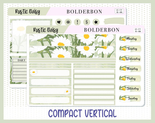 RUSTIC DAISY || A5 Compact Vertical Planner Sticker Kit