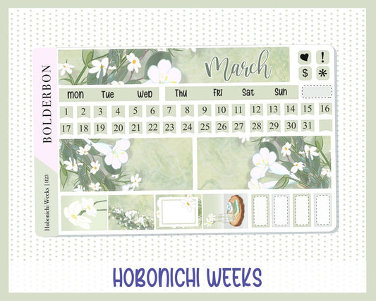 MARCH Hobonichi Weeks Sticker Kit || Monthly Planner Stickers for Hobonichi Weeks, Daisy, Flowers, Spring