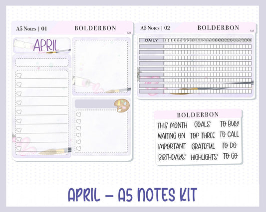 APRIL A5 NOTES KIT || Planner Sticker Kit