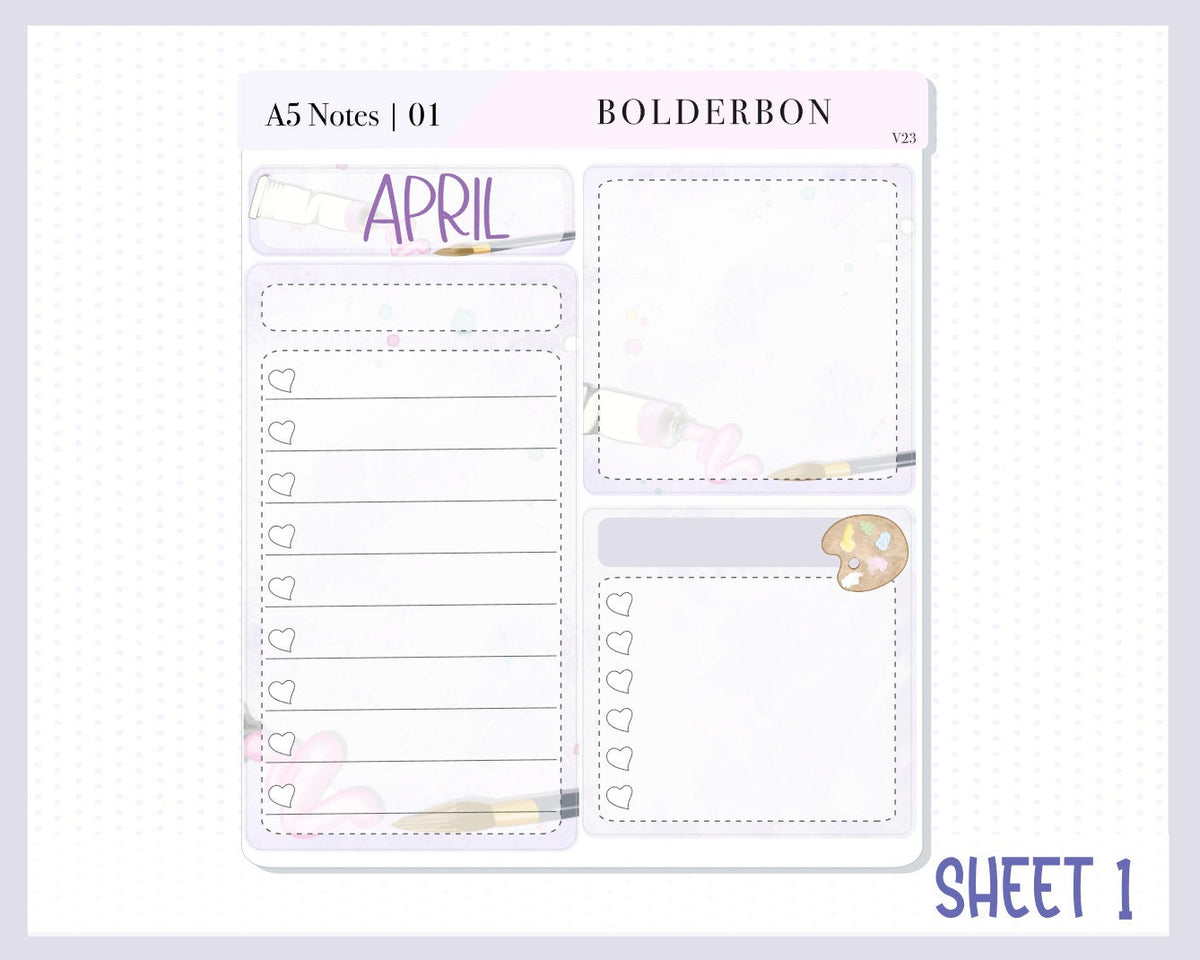 April Notes Design APRIL A5 NOTES KIT || Planner Sticker Kit – Bolderbon