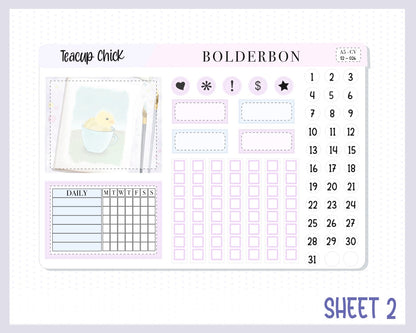 TEACUP CHICK || A5 Compact Vertical Planner Sticker Kit