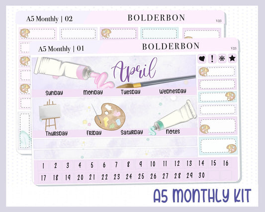 APRIL A5 MONTHLY KIT || Planner Sticker Kit