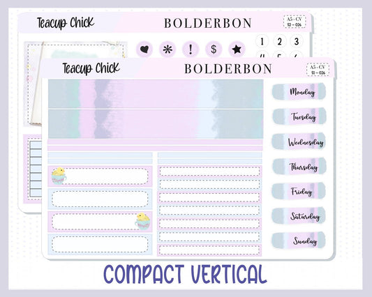 TEACUP CHICK || A5 Compact Vertical Planner Sticker Kit