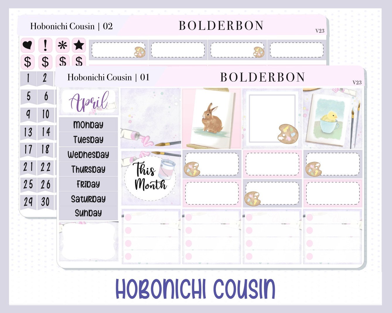 APRIL Hobonichi Cousin and A5 Day Free || Monthly Planner Sticker Kit, Spring Studio, Artist, Easter