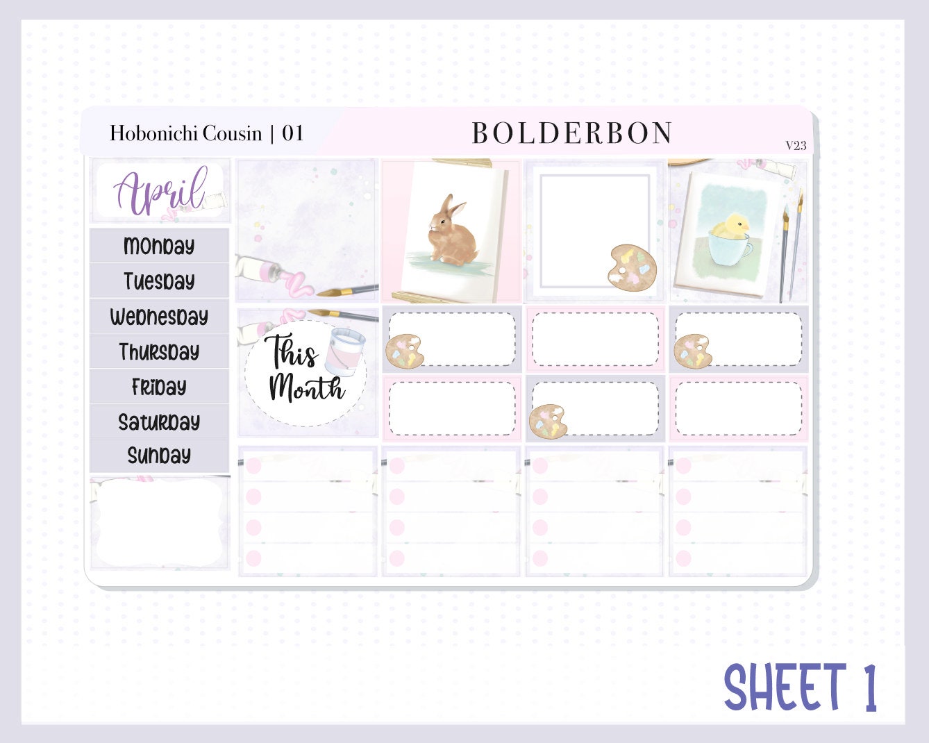 APRIL Hobonichi Cousin and A5 Day Free || Monthly Planner Sticker Kit, Spring Studio, Artist, Easter