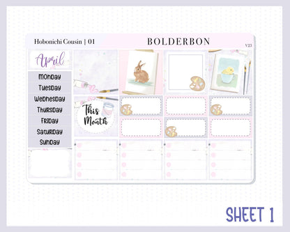 APRIL Hobonichi Cousin and A5 Day Free || Monthly Planner Sticker Kit, Spring Studio, Artist, Easter