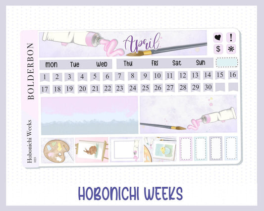 APRIL Hobonichi Weeks Sticker Kit || Monthly Planner Stickers for Hobonichi Weeks, Easter, Artist, Flowers, Spring