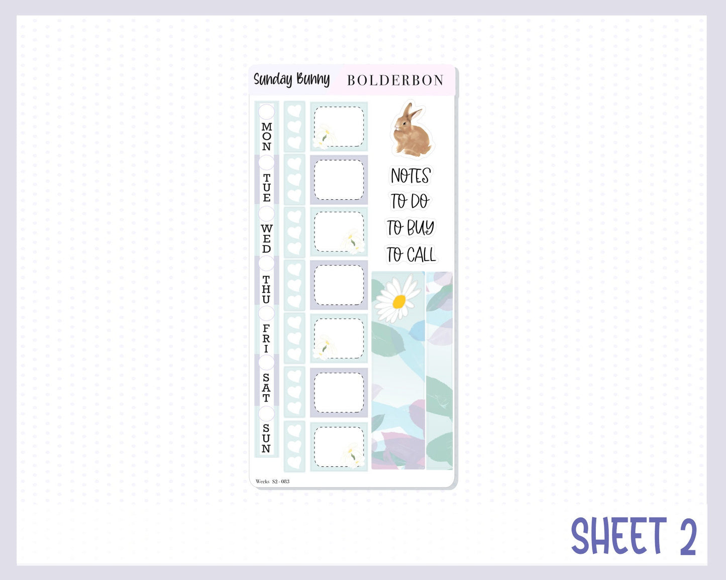 SUNDAY BUNNY || Hobonichi Weeks Planner Sticker Kit