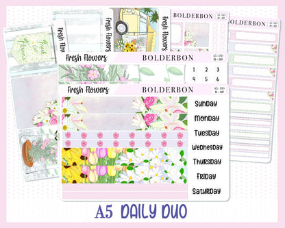 FRESH FLOWERS || A5 Daily Duo Planner Sticker Kit