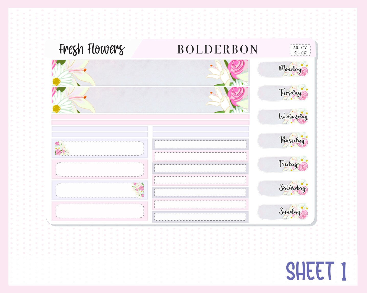 FRESH FLOWERS || A5 Compact Vertical Planner Sticker Kit