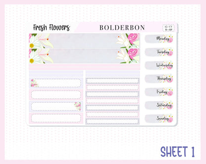 FRESH FLOWERS || A5 Compact Vertical Planner Sticker Kit