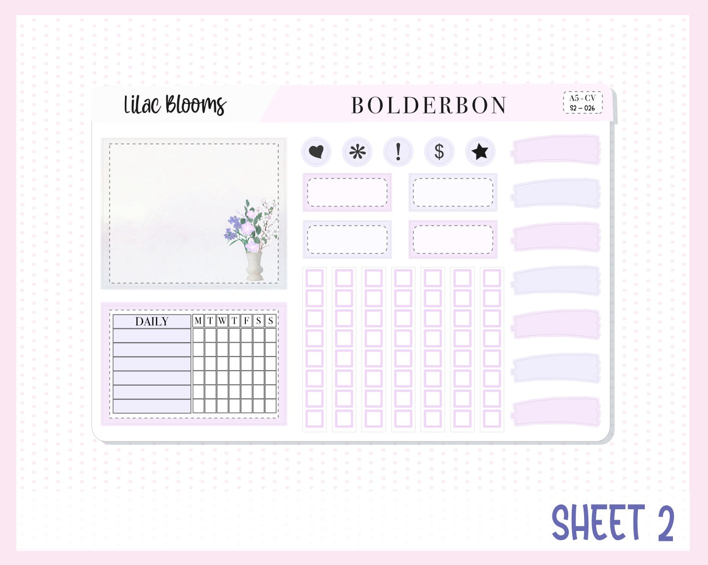 LILAC BLOOMS || A5 Compact Vertical Planner Sticker Kit