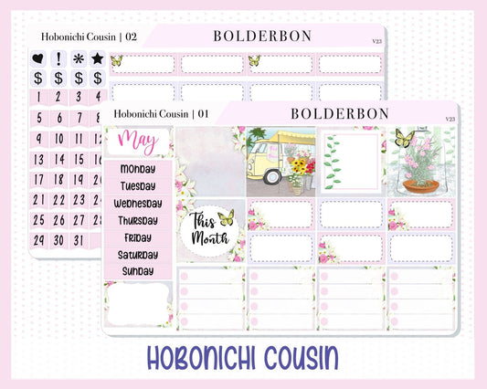 MAY Hobonichi Cousin and A5 Day Free || Monthly Planner Sticker Kit, Flowers, Spring, Mothers Day