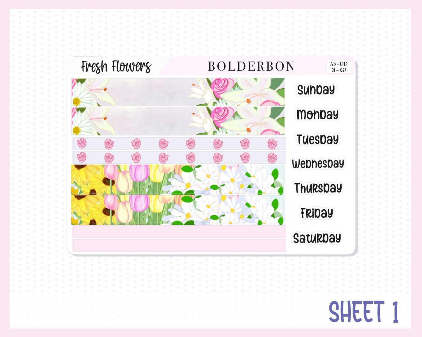 FRESH FLOWERS || A5 Daily Duo Planner Sticker Kit