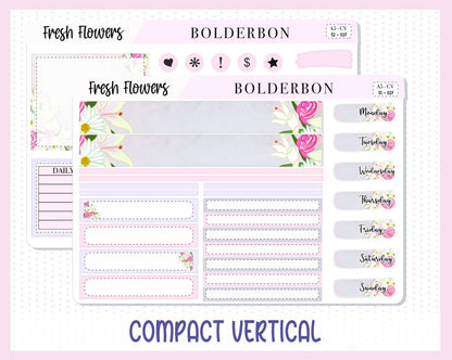 FRESH FLOWERS || A5 Compact Vertical Planner Sticker Kit