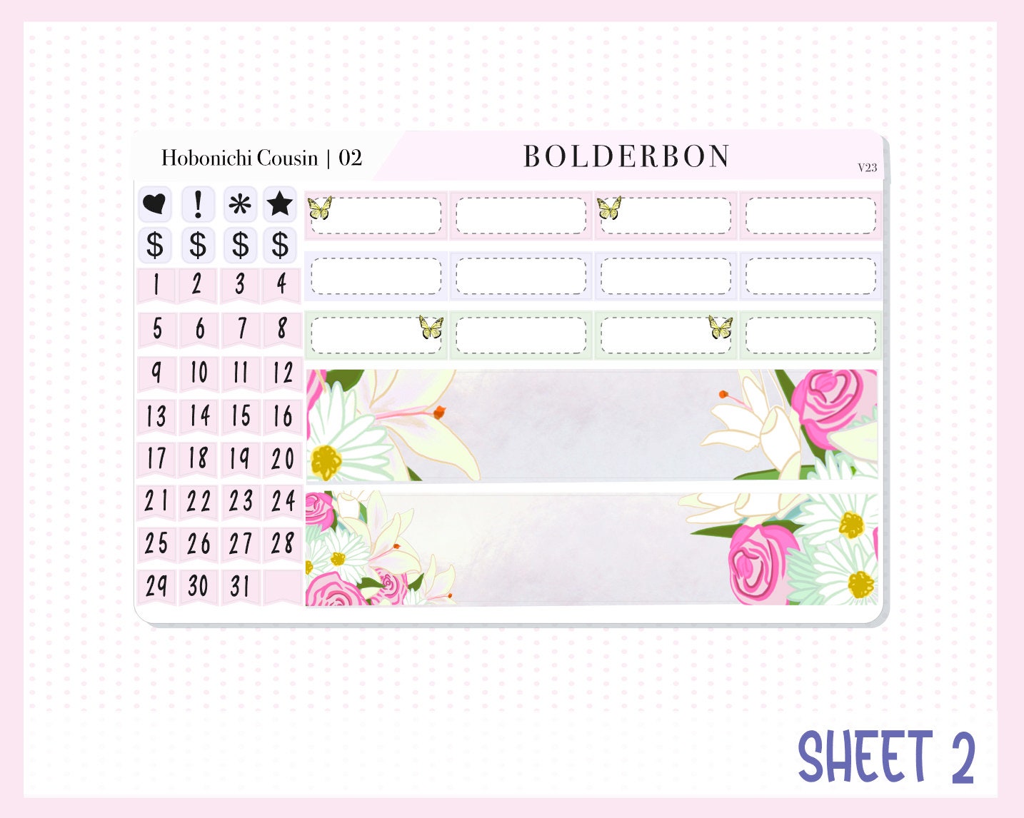 MAY Hobonichi Cousin and A5 Day Free || Monthly Planner Sticker Kit, Flowers, Spring, Mothers Day
