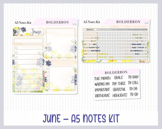 JUNE A5 NOTES KIT || Planner Sticker Kit