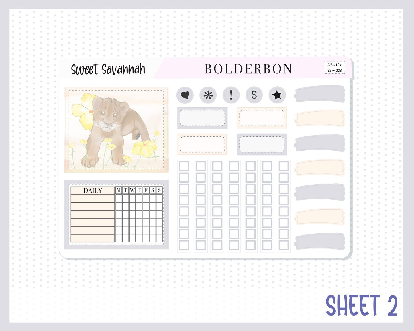 SWEET SAVANNAH || A5 Compact Vertical Planner Sticker Kit