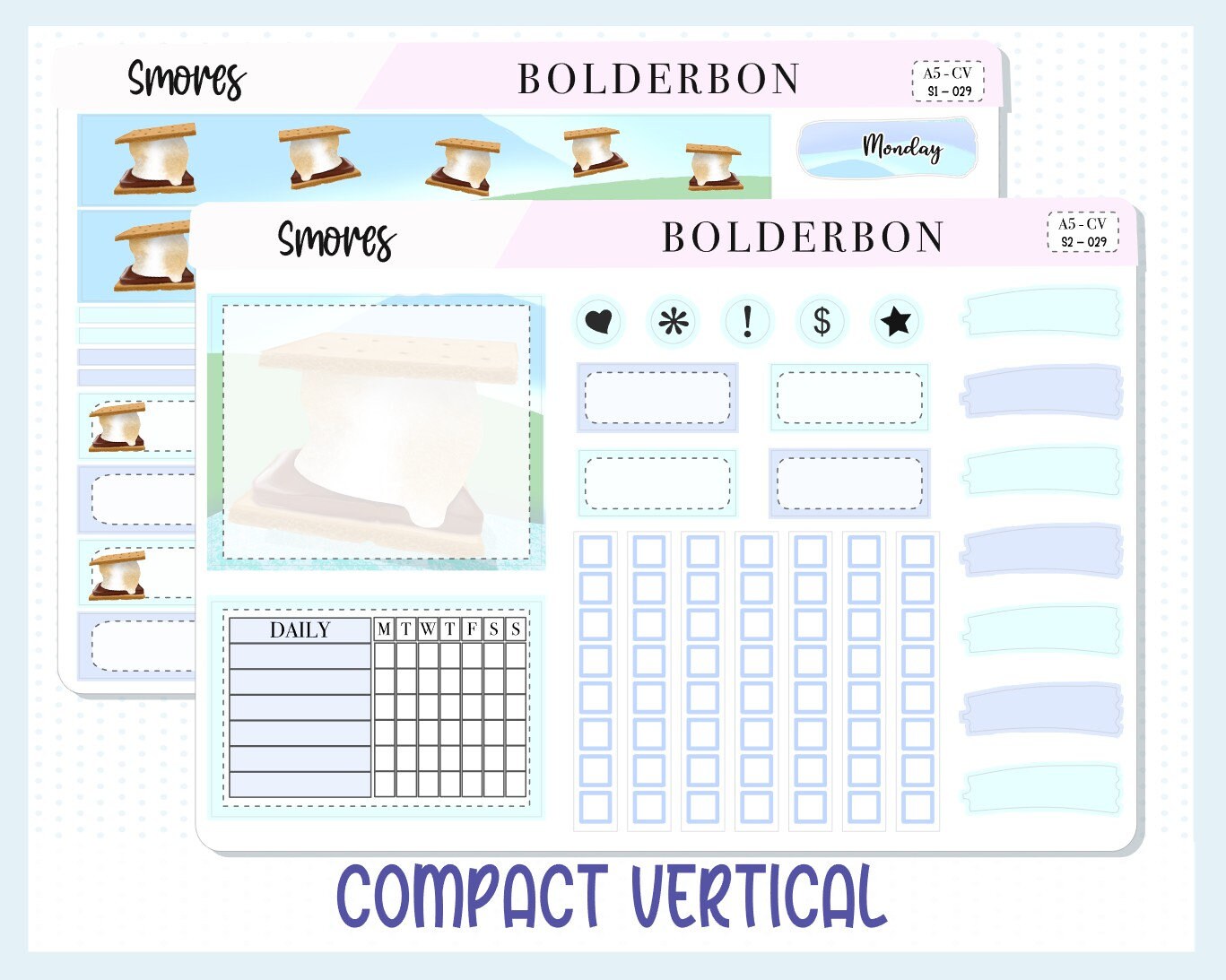 COMPACT VERTICAL || "Smores" A5 Weekly Planner Sticker Kit, Camping, Outdoors, Nature, Adventure