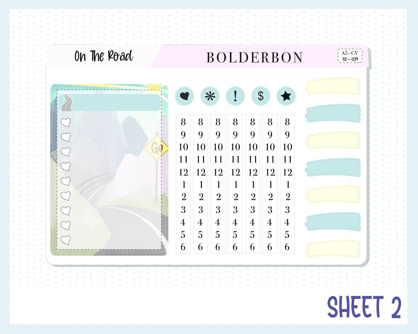 COMPACT VERTICAL || "On The Road" A5 Weekly Planner Sticker Kit, Road Trip, Adventure, Trip, Vacation, Hiking, Outdoors, Nature