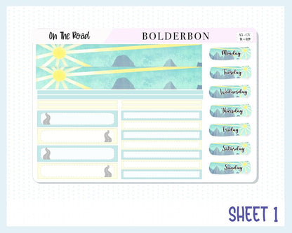COMPACT VERTICAL || "On The Road" A5 Weekly Planner Sticker Kit, Road Trip, Adventure, Trip, Vacation, Hiking, Outdoors, Nature