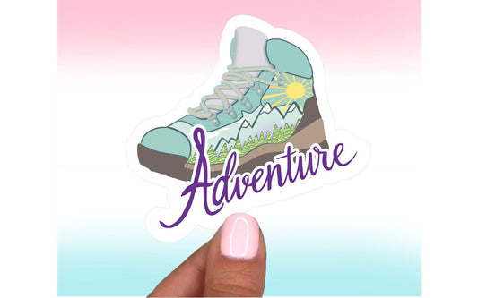 ADVENTURE || Cute Hand Drawn Vinyl Sticker, Hiking, Outdoors, Nature, Mountains