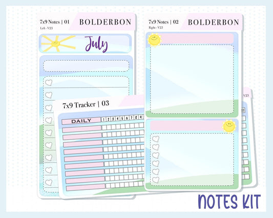 JUNE Notes Kit || 7x9 Dashboard, Planner Sticker Kit for Erin Condren, Adventure, Summer, Sunshine