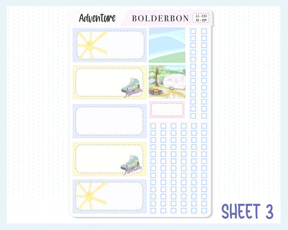 ADVENTURE || "A5 Daily Duo" Weekly Planner Sticker Kit, Summer, Hiking, Camping, Nature