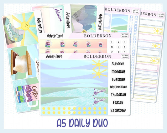 ADVENTURE || "A5 Daily Duo" Weekly Planner Sticker Kit, Summer, Hiking, Camping, Nature
