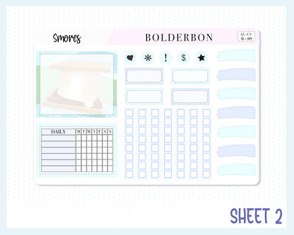 COMPACT VERTICAL || "Smores" A5 Weekly Planner Sticker Kit, Camping, Outdoors, Nature, Adventure