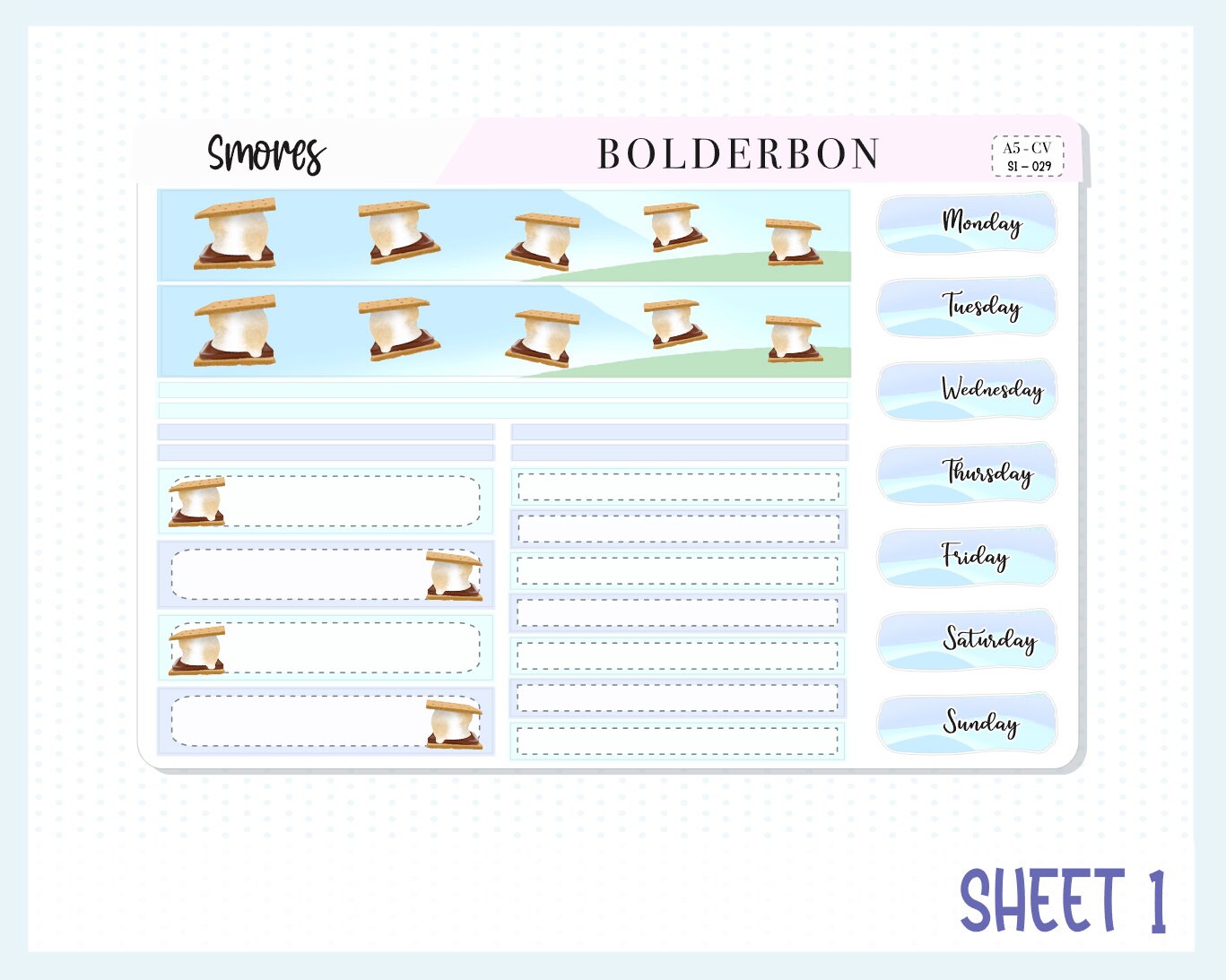 COMPACT VERTICAL || "Smores" A5 Weekly Planner Sticker Kit, Camping, Outdoors, Nature, Adventure