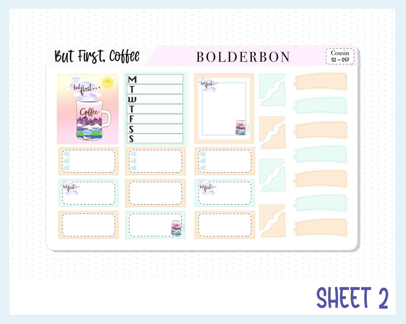 BUT FIRST, COFFEE Hobonichi Cousin || Weekly Planner Sticker Kit, Hand Drawn, Adventure, Coffee Stickers