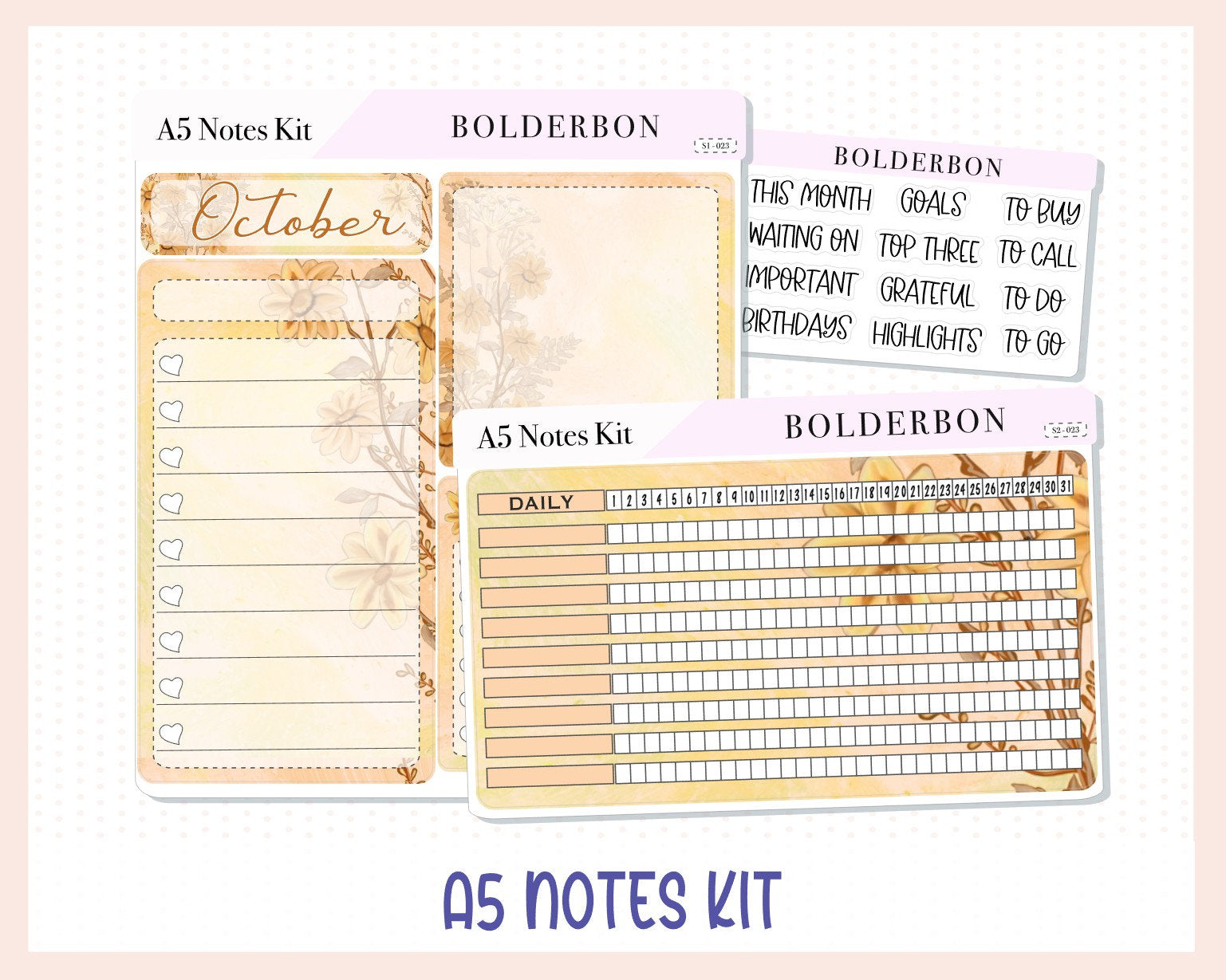 OCTOBER A5 NOTES KIT || "Autumn Nook" Planner Sticker Kit