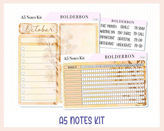 OCTOBER A5 NOTES KIT || "Autumn Nook" Planner Sticker Kit