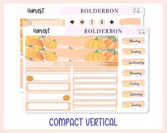 HARVEST "Compact Vertical" || A5 Planner Sticker Kit