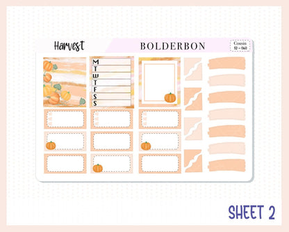 HARVEST Hobonichi Cousin || Weekly Planner Sticker Kit Hand Drawn