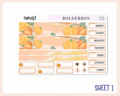 HARVEST Hobonichi Cousin || Weekly Planner Sticker Kit Hand Drawn