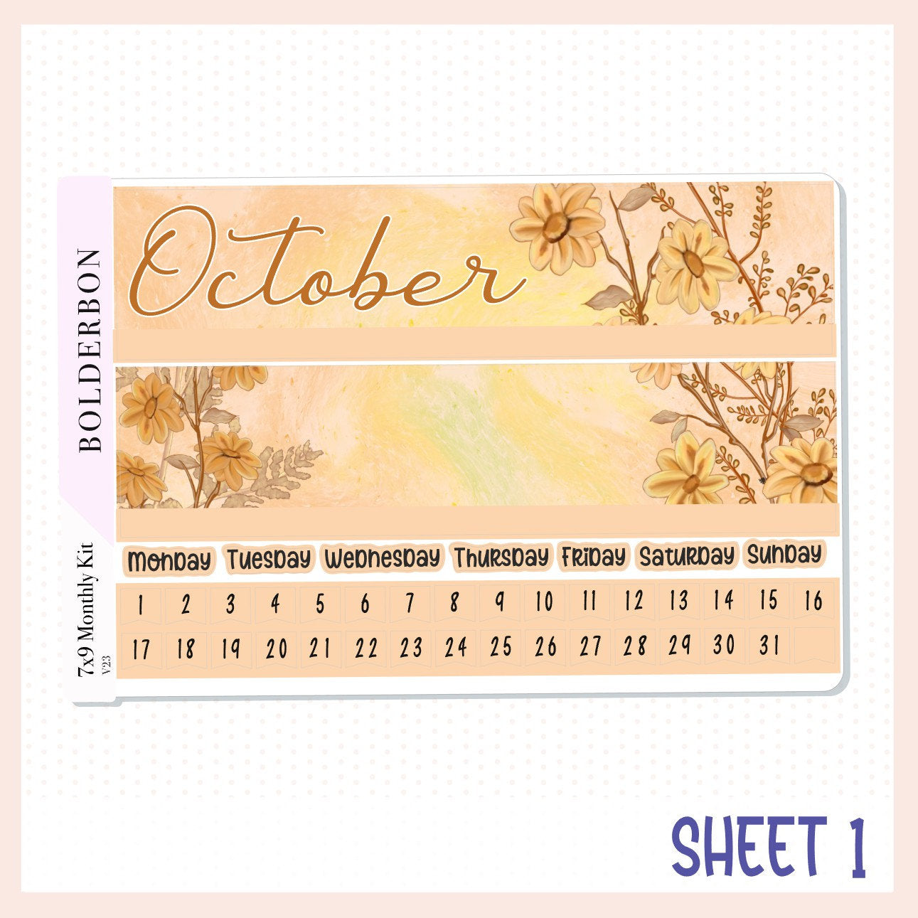 OCTOBER 7x9 Monthly Sticker Kit, Fall, Autumn, Bookish