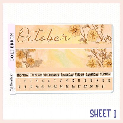 OCTOBER 7x9 Monthly Sticker Kit, Fall, Autumn, Bookish