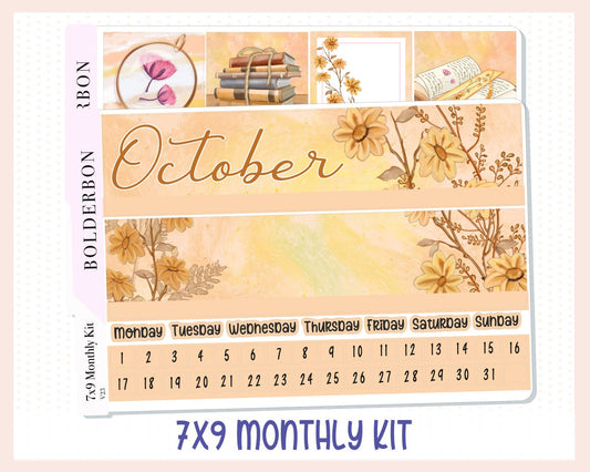 OCTOBER 7x9 Monthly Sticker Kit, Fall, Autumn, Bookish