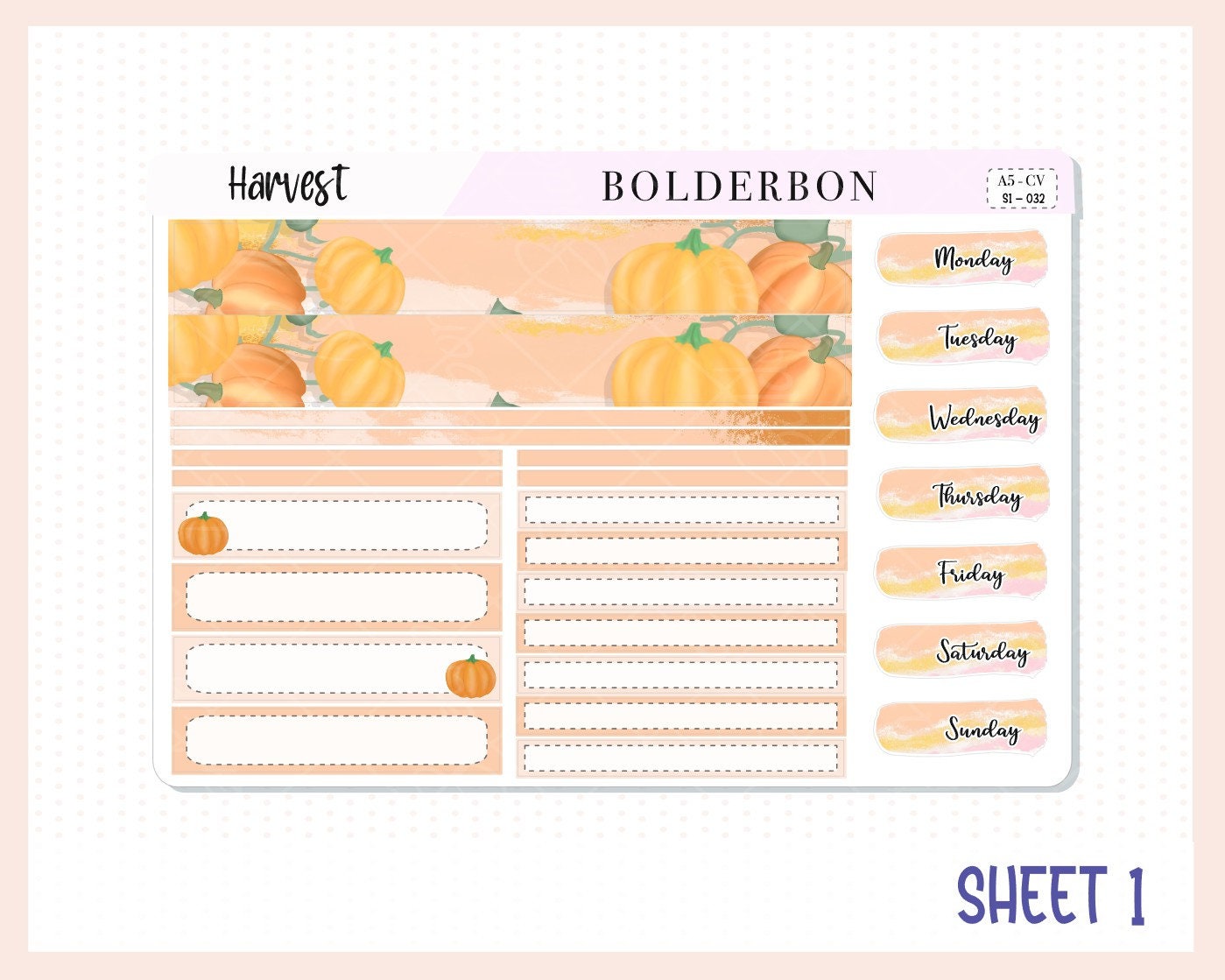 HARVEST "Compact Vertical" || A5 Planner Sticker Kit