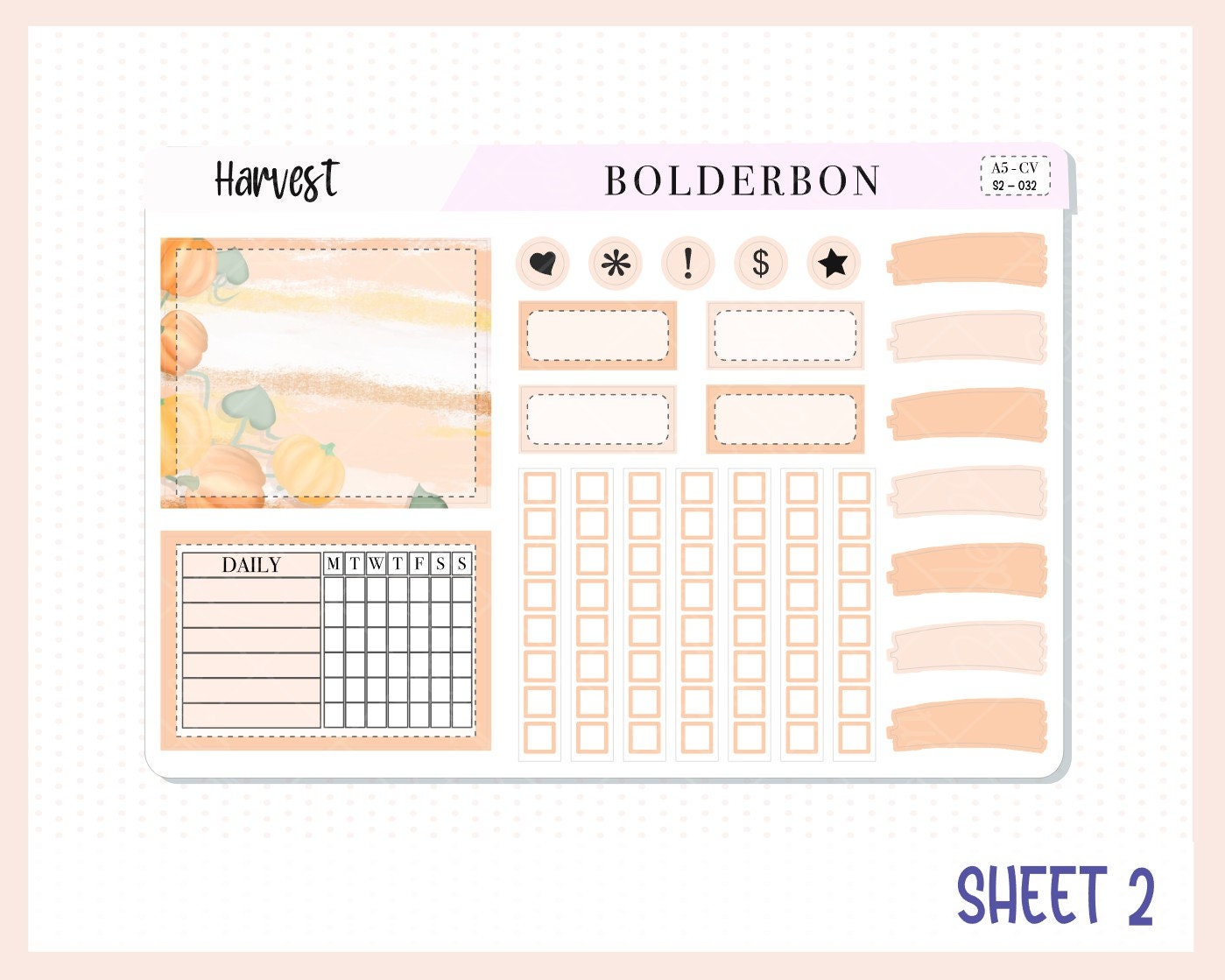 HARVEST "Compact Vertical" || A5 Planner Sticker Kit