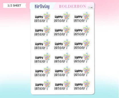 BIRTHDAY BALLOON Planner Stickers || Cute, Balloons, Celebrate, Labels, Appointment, Functional