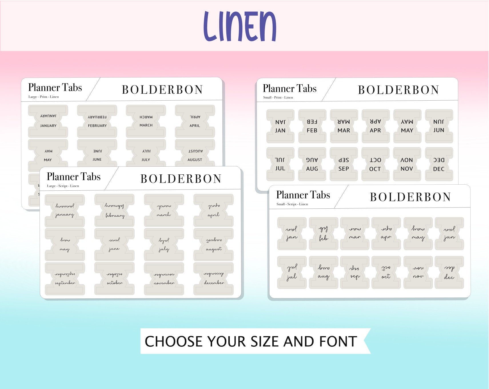 LAMINATED PLANNER TABS || Hobonichi Tabs, Weeks, Cousin, A6, B6, Tab Dividers, Monthly Tabs, Tab Stickers, Divider Tabs, Colorful, Minimal