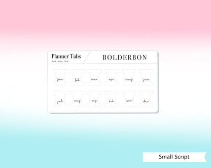 CLEAR PLANNER TABS || Hobonichi Tabs, Weeks, Cousin, A6, B6, Weeks, Tab Dividers, Monthly Tabs, Tab Stickers, Divider Tabs
